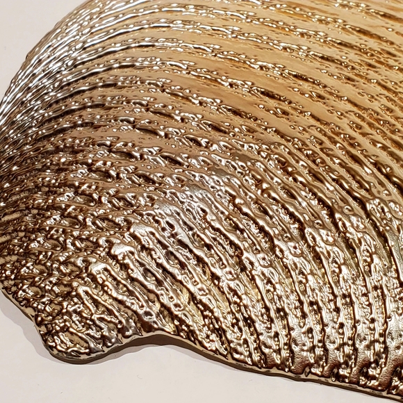 Vintage Variegated Grey & Tans Glass Shell Platter Serving Tray Dish Home Decor - Picture 6 of 11